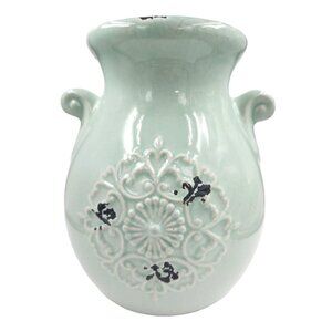 Orejon Turquoise Table Centerpiece Vase, 1970's Country Cottage Spring Decor